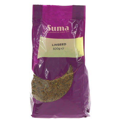 Suma Linseed/Flax: Vegan superfood rich in omega-3s, fiber, and protein. Add to smoothies, oatmeal, or baked goods. Nutty flavor.