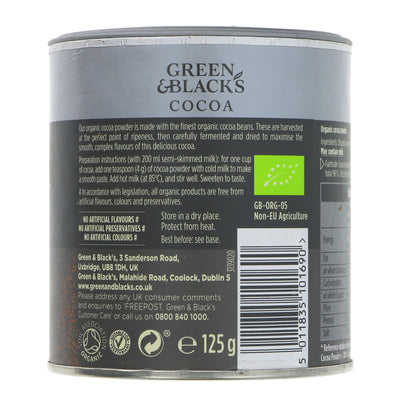 Green & Black's Organic Cocoa Powder - Fairtrade, Vegan. Perfect for baking or a cozy cup of hot chocolate. Made with the finest cocoa beans.