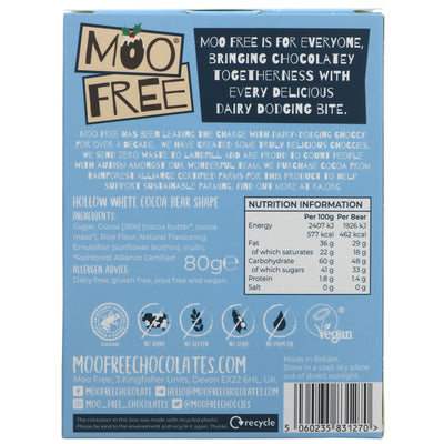 Olivia The Bear by Moo Free: Gluten Free & Vegan white chocolate figure. Perfect for indulging or adding to recipes.