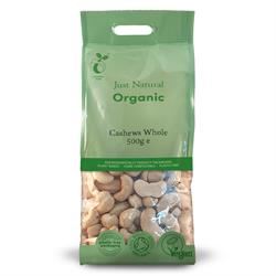 Just Natural Organic | Organic Cashews Whole 500g | 500g