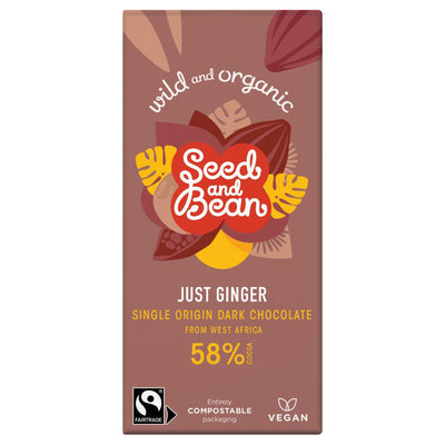 Seed & Bean | Dark 58% Ginger Fairtrade & Org Bar | 75g