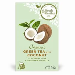 Heath And Heather | Organic Green Tea & Coconut 20 bags | 20bag