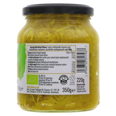 Organic Biona Sauerkraut Golden Turmer - Add a zing to your meals with fresh turmeric and ginger. Perfect for salads, wraps, burgers, and more. Vegan and organic.