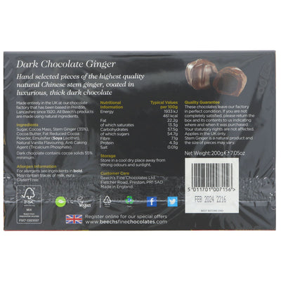 Dark Chocolate Ginger by Beech's Fine Chocolates: Gluten-free & vegan. Enjoy the perfect blend of rich dark chocolate and spicy ginger.