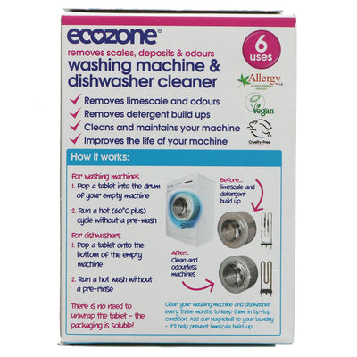 Ecozone | Machine Cleaner - 6 Tablets - Washing Machine & Dishwasher | 120g