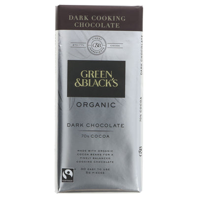 Organic Dark Cooking Chocolate - 70% cocoa, Fairtrade, no added sugar. Perfect for baking. May contain milk and nuts. No VAT.