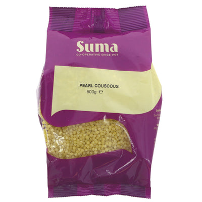 Suma's Pearl Couscous is a vegan-friendly and versatile 100% durum wheat grain, perfect for salads or as a main course.