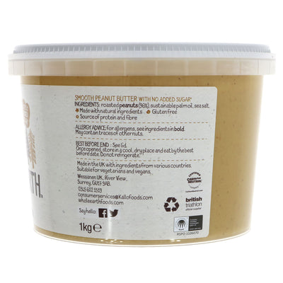 Gluten-Free, Vegan Peanut Butter - 1kg by Whole Earth. Perfect spread for toast, smoothies or baking. No VAT.