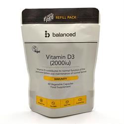 Balanced | Vitamin D3 60 Veggie Caps - Refill Pouch | 60 capsule