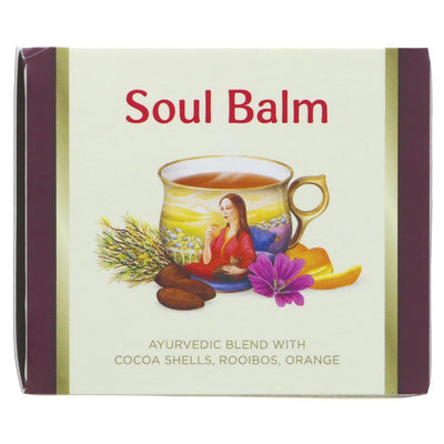 Organic, vegan Soul Balm: a warm and comforting tea blend of cinnamon, liquorice, and cocoa shell. Perfect for cozy nights in or midday pick-me-ups.