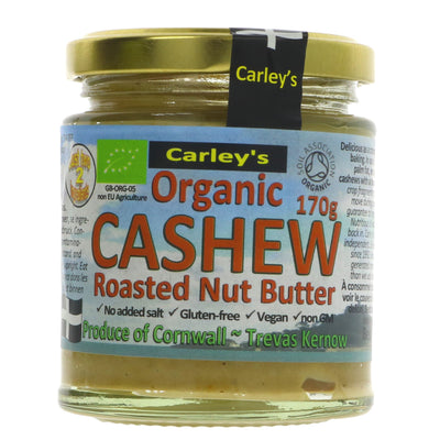 Organic & Vegan Cashew Butter - Packed with Fiber, Vitamins & Minerals - Spread on Toast, Add to Smoothies or Recipes - 170G