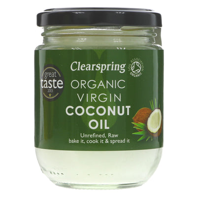 Clearspring Organic Coconut Oil - Gluten Free, Organic, Vegan - Ideal for Cooking and Baking - Raw and Unpasteurised - 200g.