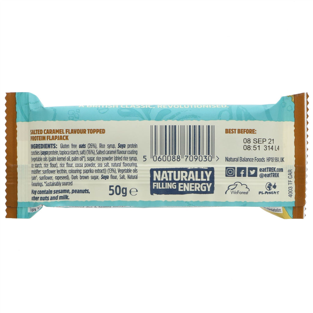 Gluten-free, vegan, and no added sugar - indulge in Trek's Salted Caramel Flapjack anytime, guilt-free!