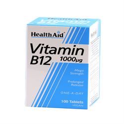 HealthAid | Vitamin B12 1000ug-Prolonged Release - 100 Tablets | 100 tablet