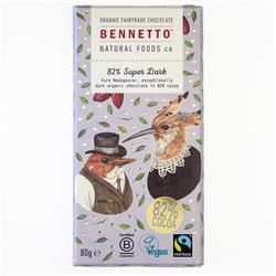 Bennetto | Organic Chocolate Bar 82% Super Dark 80g | 80g