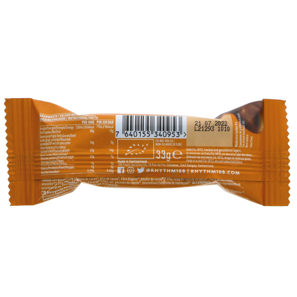 Rhythm 108 | Swiss Chocolate Orange Bar | 33g