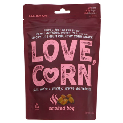 Gluten-free and vegan BBQ-flavored Love Corn - the perfect crispy snack.