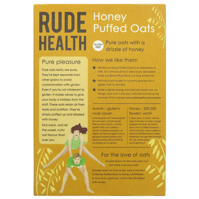 Gluten-free Honey Puffed Oats by Rude Health. Made with British oats & subtly sweet, they're perfect for a delicious breakfast.