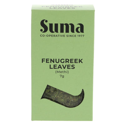 Suma Fenugreek Leaves - Aromatic herb perfect for curries, soups, and stews. Vegan & high-quality.