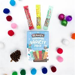 Beanies Coffee | Beanies Flavour Coffee - 12 Christmas Stick Sachet Variety Pack | 24g