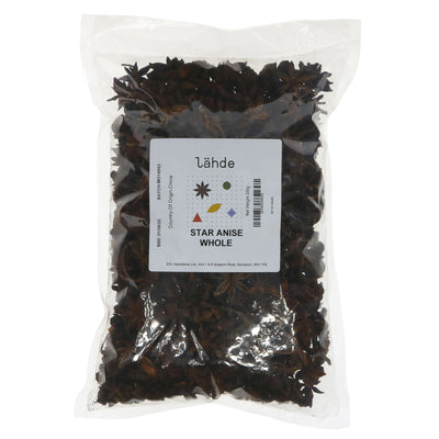 Lahde's vegan-friendly whole Star Anise: perfect for soups, stews & marinades. 350G. Bulk Whole Spices collection.