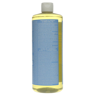 Dr Bronner's Baby Castile Soap - gentle, unscented, organic, and versatile 945ml bottle. Fairtrade, vegan, and eco-friendly packaging.