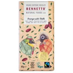 Bennetto | Organic Chocolate Bar Orange with Chilli 80g | 80g