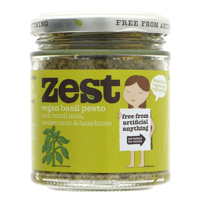 Zest Vegan Basil Pesto - Rich, Creamy, and Guilt-Free Indulgence for Pasta, Sandwiches, and Dipping - 165G