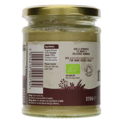 Organic, vegan light Tahini by Meridian | 270g