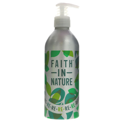 Faith In Nature's 450ml Aluminium Refill Bottle - stylish and sustainable, perfect for reducing plastic waste with your favourite household products. Vegan-friendly and reusable.