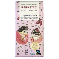 Bennetto | Organic Chocolate Bar Raspberry in Dark 80g | 80g