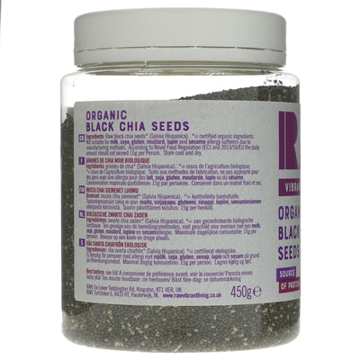 Raw Vibrant Living | Organic Black Chia Seeds | 450G