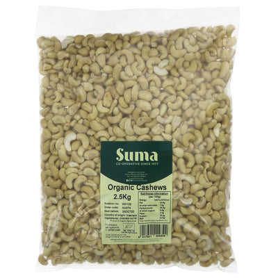 Suma's Whole Organic Cashew Nuts | Vegan & Organic | 2.5 KG