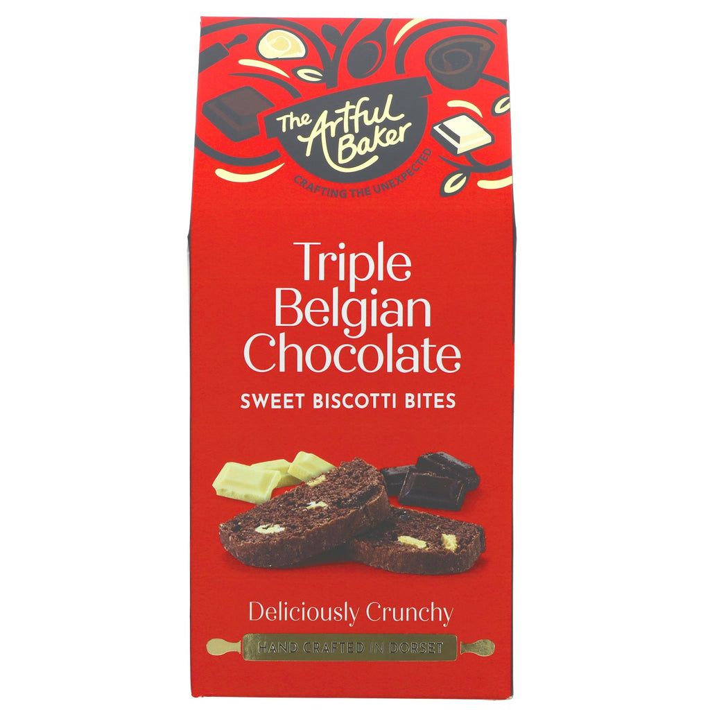 Triple Belgian Chocolate Biscotti by Artful Baker. Indulge in the rich flavours of triple Belgian chocolate. Perfect for a sweet treat.