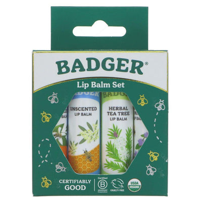 Badger Balm | Lip Balm Sticks - Green Pack - Ginger,unscent,tangerine,mint | sticks