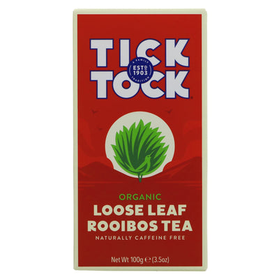 Tick Tock | Organic Rooibos Loose Leaf Tea | 100g | Caffeine-free, Low Tannin | Vegan.