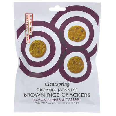 Clearspring's organic and gluten-free Brown Rice Crackers with green nori and tamari - perfect for snacking and dipping!