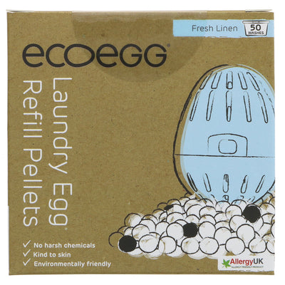 Ecoegg Laundry Egg Refills - 50 Washes, Fresh Linen - Complete replacement for detergents and softeners, infused with natural fragrance oils. Vegan and eco-friendly.