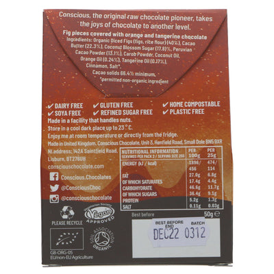 Conscious Chocolate | Chocolate Orange Coated Figs | 50g