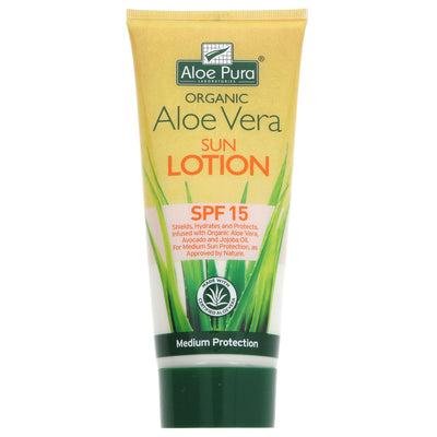 Aloe Pura Organic Aloe Vera Sun Lotion SPF 15 - Shield your skin from harmful sun rays with natural ingredients.