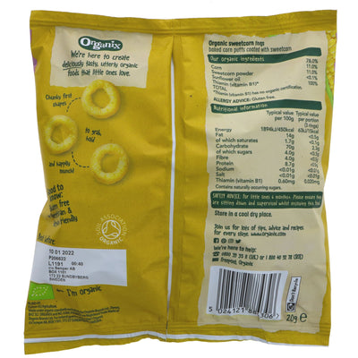 Organix | Crunchy Sweetcorn Rings | 20G