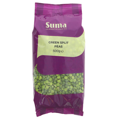 Suma 500g green Split Peas - perfect protein-rich vegan addition to your hearty soups and stews.