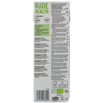 Rude Health | Oat Drink - No Sugars | 1l