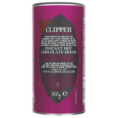 Clipper's Fairtrade Instant Hot Chocolate: guilt-free, pure ingredients, no added sugar, perfect for a chilly day.