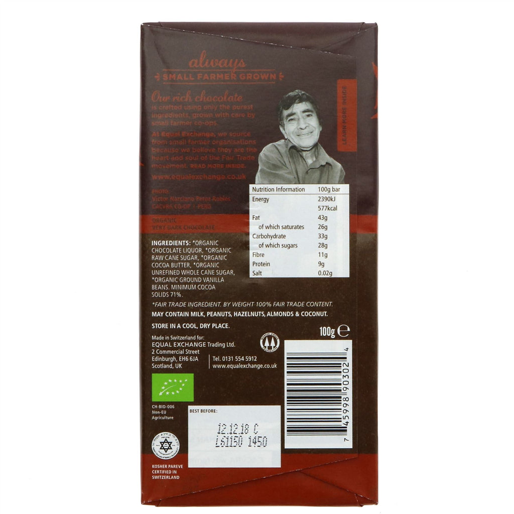 Equal Exchange | 71% Organic Very Dark | 100G