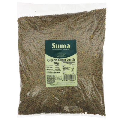 Organic, vegan green lentils - 3kg for soup, stew, and casserole. No VAT charged.