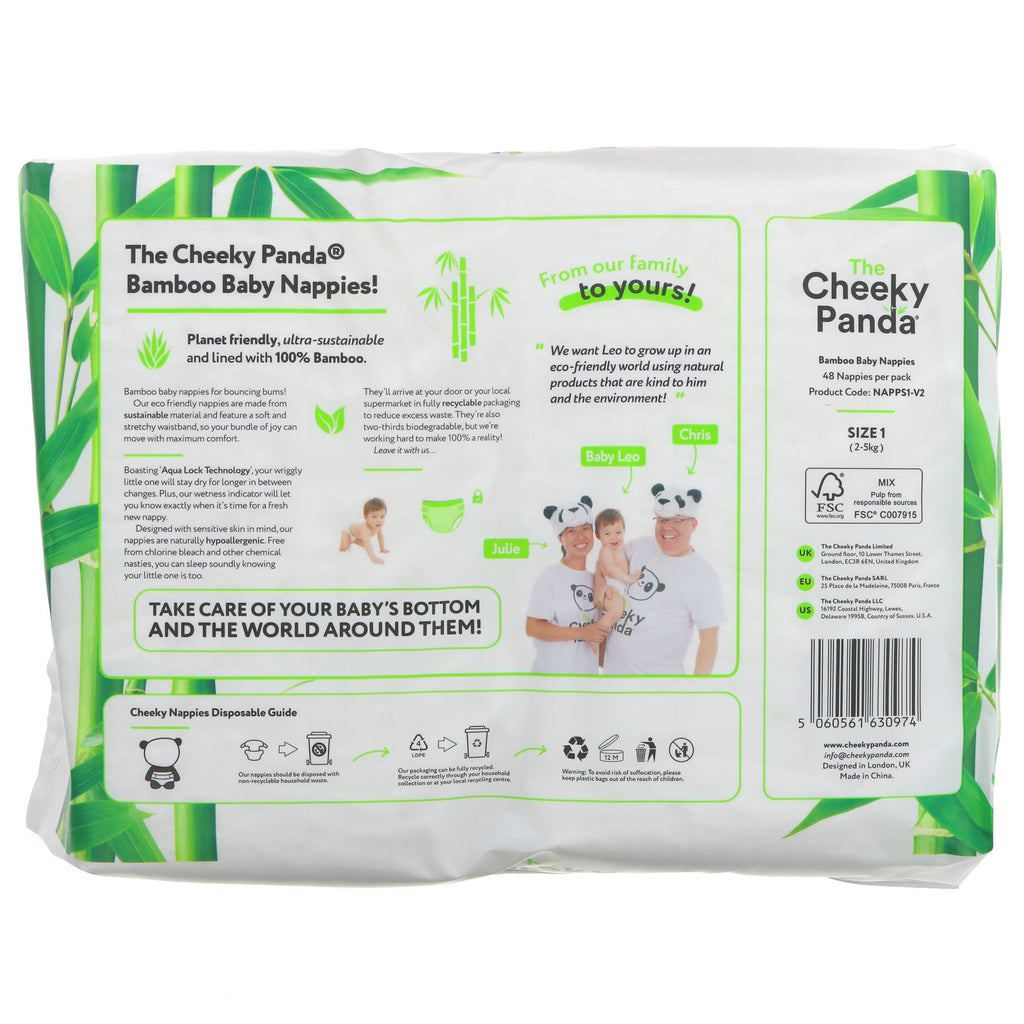 Bamboo Nappies Size 1, 2-5kg by The Cheeky Panda. Vegan. Eco-friendly alternative for your baby's comfort.