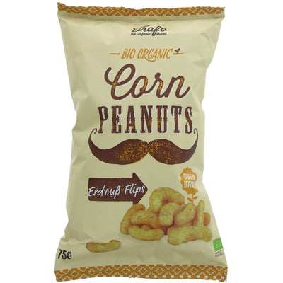 Organic, vegan corn peanuts - a deliciously crunchy snack made with puffed corn and real peanuts. No VAT charged.