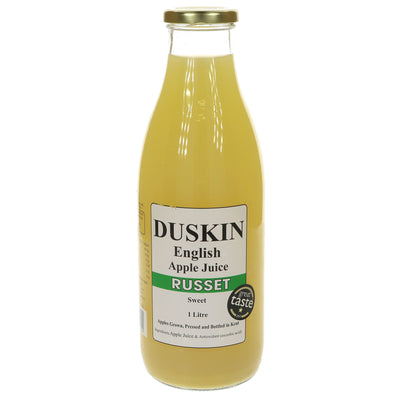 Duskin Apple Juice - Russet. Refreshing, vegan, and made with only the finest ingredients. Perfect for any occasion - enjoy on its own or with your favorite meal.