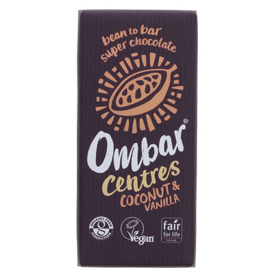 Indulge in Ombar's Coconut & Vanilla Centre - Fairtrade, organic, gluten-free, vegan & no added sugar. Try it in 70g bars!